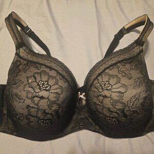 Cacique 44DD Lightly Lined Balconette bra, black lace